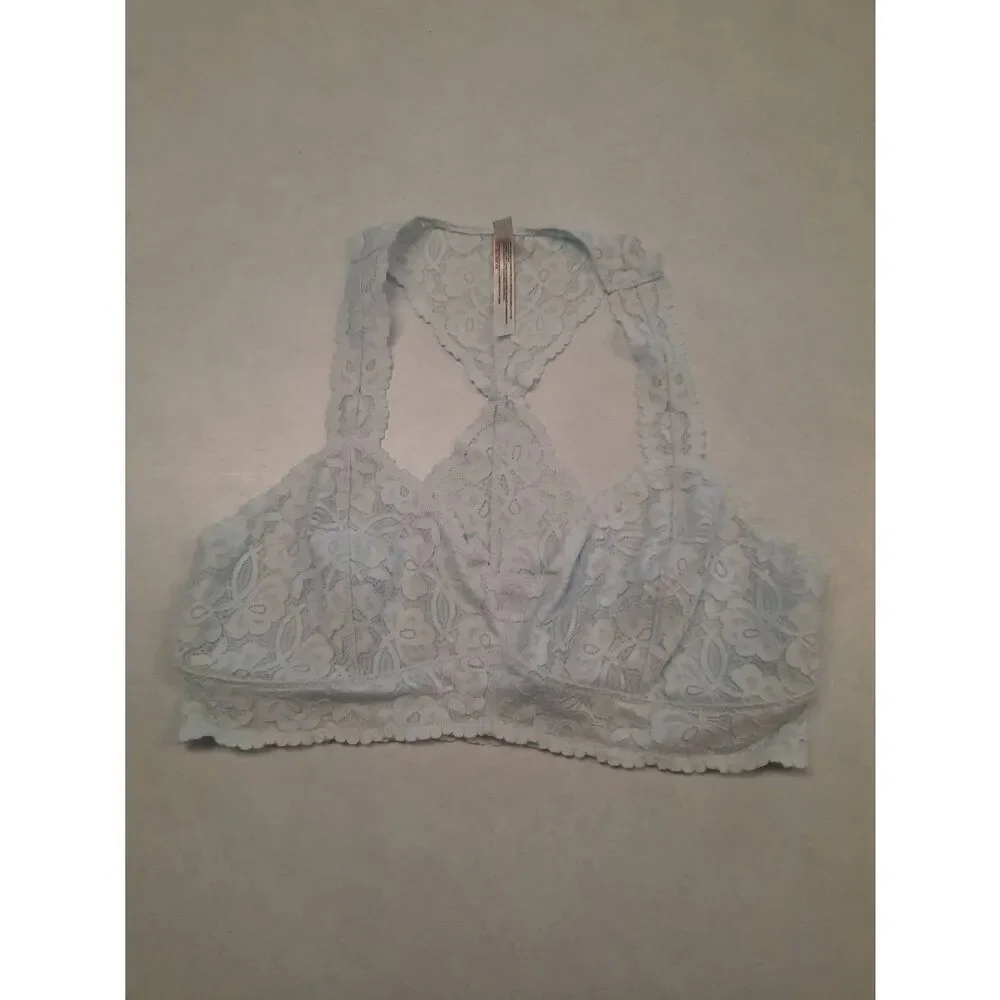 Intimately Free by Free People Size L Light Blue Lace Racerback Bralette Bra - Picture 1 of 3